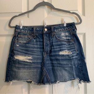 American Eagle Outfitters- Distressed Jean Skirt, Size 4
